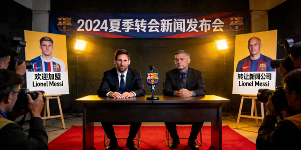 足球运动员转会新闻发布会现场照片